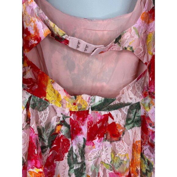 NWT For Love & Lemons Dascha Puff Sleeve Mini Dress Light Pink Floral Lace XS - Picture 7 of 7